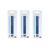 Legami - Gelschreibermine radierbar, Set 9 Stück, Höhe 13 cm, Thermosensible Tinte, Blau, Spitze 0,7 mm (3er Set Blau)