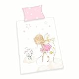 Herding Baby Best Flanell-Bettwäsche Little Fairy, MADE IN GREEN by OEKO TEX, Kopfkissenbezug 40 x 60 cm mit Hoteleinschlag, Bettbezug 100 x 135 cm mit Knopfverschluss, Baumwolle, Flanell