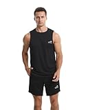 Herren Tanktop Gym Tshirt Muskel Fitness Training Laufshirt Fitness Tanks Ärmelloser T-Shirt Schwarz L