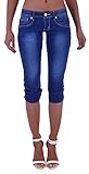 Style-Station Damen Capri Jeans Bermudas Hose 3/4 Blau Sommerjeans Capri-Hose-n Kurz-e Bermudas-Hose-n Sommer-Hose-n Capri-Jeans Capri-Hose-n Blaue Größe Gr L 40