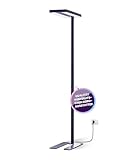 LiLaTec LED Büroleuchte Stehleuchte Arbeitsplatzleuchte schwarz fürs Arbeitszimmer Bürolampe aus Aluminium, dimmbar, 4.000K Neutralweiß, 8.000lm, 60W, UGR 19 blendfrei, Up & Down