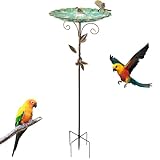 HIQE-FL Vogeltränke,Wasserstelle Stehend 25x25x77cm,Metall Vogelbecken Schüssel,Vogelbad Garten,Vogelbad für Draußen Garten,Vogelbad frostsicher aus Gusseisen,für Hof,Terrasse,Deck,Hinterhof,Balkon