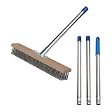 Stahldrahtbesen mit Teleskopstiel-160cm Gartenbesen, Robuste Drahtbesen Metallbesen, Straßenbesen zum Entfernen von Unkraut, Moos, Algen und Hartnäckigen Flecken für Terrasse, Deck, Garten
