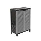 Kreher Kunststoffschrank Star klein, ca. 68 x 40 x 92 cm, mit 1 Einlegeböden, verstellbar, je 20 kg Tragkraft pro Boden - hohe Version, Grau (mittel)