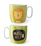 Kindertasse Kinderbecher Tasse Becher Porzellan 150ml (Mutig und wild - Löwe)