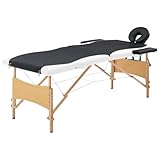Tidyard Massageliege Klappbar 2-Zonen, Aluminiumgestell Schwarz und Weiß, verstellbare Kopfstütze und Armlehnen, Dicke Schaumstoff-Polsterung, Tragetasche für professionelle und Private Nutzung110204