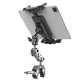 Laufband-Tablet-Halterung, Lenker-Tablet-Klemmhalterung, verstellbarer Mikrofonständer für Zuhause, Workout, Indoor-Radfahren, Videoanrufe, Lesen, Nachrichten, Kinderwagen, Fitnessstudio, Laufband