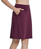 Westkun Damen Knielang Hosenrock Beiläufig Reise Rock Arbeit Skort mit Innenhose Laufenrock Sportskort（Burgund,XXL）