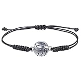 Freundschaftsarmband Kinder Set Volleyball-Armband, verstellbar, Volleyball-Charm, Legierungsarmband, Junge, Mädchen, Teenager, Geschenk, handgewebt, olivgrün, Armband Q Wander (Black, One Size)