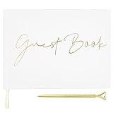 HuhWafee ﻿ Gästebuch Hochzeit,Geburtstag, Babyparty, Taufe 120 blanko Seiten weiß Hochzeitsbuch für Erinnerungen, Hochzeitsgästebuch Hochzeitsalbum Gästebucher Premium Papier