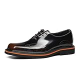 MlYJmer Herren Casual Schnürschuhe aus Leder Oxford Business Formelle Schuhe,Braun,41 EU