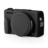 Gosknor Hülle für Canon G7X Mark III, Silikon-Kameratasche mit Abnehmbarer Objektivabdeckung Weiche Schutzhülle Kratzfestes Schlankes Kamerazubehör für Canon Kamerahülle (Schwarz)