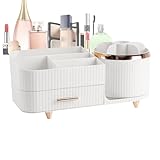 Make-up-Aufbewahrungsständer – Desktop-Organizer | Make-up Organisation Box mit Schubladen | rotierender Make-up-Pinselhalter, rotierender Make-up-Pinsel für Make-up und Make-up-Pinsel Organisation