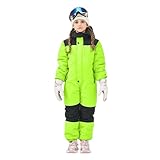 Owntop Schneeanzug Kinder - Leichter Schneeoverall Mädchen Jungen, Wasserdicht Winddicht Skianzug für Kinder mit Abnehmbare Kapuze, Verdickt Warm Skioverall (Grün,122)