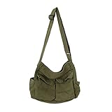 Chirest Messenger-Tasche, große Hobo-Umhängetasche mit mehreren Taschen, Canvas-Schultertasche für Damen und Herren