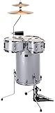 XDrum Club Drumset Cocktail Schlagzeug (inkl. Becken, Cowbell, Drumsticks und Stimmschlüssel) Silver Sparkle
