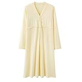 Oxtxuzdm Umstandsnachthemd mit lockerer Passform, glattes Stillnachthemd, integrierter BH, Stillkleidung für Schwangerschaft, übergroßes Umstandsnachthemd, nach der Geburt, Komfort, gelb, L