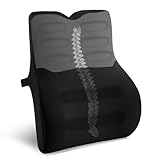 Quirlig Lendenwirbelkissen, Lendenkissen Auto, Lordosenstütze Auto, Rückenkissen Auto Memory Foam, Ergonomisches Rückenstützkissen fur Zuhause, Büro, Auto, Schwarz