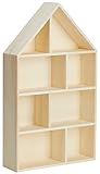 Rayher Holz-Setzkasten Haus, zum Hängen oder Stellen, 30 x 50 x 8 cm, 8 Fächer, mit Wandhaken, individuell gestaltbar, 62611000