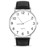 OFFCUP Armbanduhr Herren, Analog Quarz Uhr für Männer Uhren Minimalist Herrenuhr mit Lederarmband und Großem Zifferblatt, Klassische Business Leicht zu Lesen