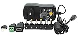 Universal Steckernetzteil, 3-12V DC, 1A, 12W mit 6 Steckern + USB & Terminal Adapter