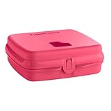Tupperware Sandwich-Box Aufbewahrungsbox Brotdose quadratisch mit Scharnier und Verriegelung pink