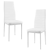 [en.casa] Esszimmerstuhl 2er Set Stuhl mit Kunstleder Polster Lehnstuhl für Esszimmer Wohnzimmer Küche Weiß