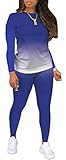 DvaeMalligo Zweiteilige Outfits für Damen, Jogger-Outfit, Trainingsanzug, Sweatanzüge und Jogginghosen, Sport-Sets, Blue9735_1, Medium