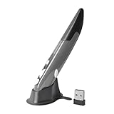 Plyisty Kabellose Optische Taschenstiftmaus, 2,4 G, Kabellos, 3 DPI, Verstellbare Handschrift, Ergonomische Maus mit Sockel für PC, Laptop, Notebook (Grey)