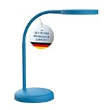 Maul Schreibtischlampe LED MAULjoy | Kleine Schreibtischlampe mit Standfuß | Moderne Tischlampe für Schreibtisch, Büro | Flexible LED Lampe mit 3000K warmweißem LED Licht | Atlantic Blue