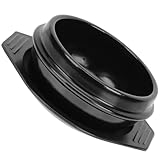 NAMOARLY Bibimbap Auflaufform aus Keramik Hitzebeständiger Küchentopf mit Doppeltem Griff Runde Suppenschale für Geschmortes Hähnchen und Reisgerichte