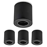 Sweet LED Aufbaustrahler GU10 Aufbauspot rund Deckenspots schwarz gebürstet Aufbauleuchte aus Aluminium Deckenstrahler schwenkbar Aufputz 230V Deckenleuchte 4er Pack