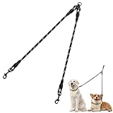 Taglory Doppelte Leinen/Hundeleine Doppelleine für 2 Hunde/Keine Verwicklung Reflektierend Kletterseil/Verstellbar Splitterleinen/75cm, SCHWARZ