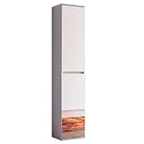 trendteam smart living - Mirror - Garderobenschrank - Weiß - Mehrzweckschrank mit reichlich Stauraum - (BxHxT) 37 x 191 x 34 cm - 7 Einlegeböden - Kratzfest