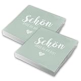 itenga Servietten Schön dass du da bist 30 x 30cm 3-lagig 40 Stück für Kommunion Konfirmation Hochzeit Taufe und andere Feiern (eukalyptus grün)