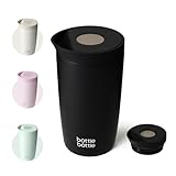 BOTTLE BOTTLE Thermobecher 350ml für Kaffee oder Tee, auslaufsicher und Easy Quick-Press-Verschluss, Isolierbecher Travel Mug Classic Grande (Schwarz)