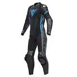 Dainese Grobnik Lady 1PC perforiert Damen Einteiler Lederkombi Racing Suit, BLACK/ANTHRACITE/TEAL, 38