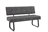 Hela Tische, Sitzbank mit Rückenlehne Luise, Mikrofaser Anthrazit, Metal-Kufengestell Anthrazit, Komfortsitz Federkorb 140x64x90cm
