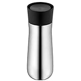 WMF Impulse Isolierbecher 350 ml, Thermobecher mit Automatikverschluss, 360°-Trinköffnung, hält Getränke 8h heiß/12h kalt, silber