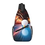 WZYCWB Ping-Pong gemusterte multifunktionale Crossbody-Brusttasche, geeignet für Freizeitwanderungen, Unisex, praktischer Reiserucksack, Schwarz, Einheitsgröße, Schwarz, EinheitsgröÃŸe