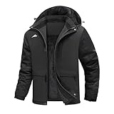 Voqeen Winterjacken Herren Skijacke Wasserdichter Winddichter Fleece Softshelljacke mit Abnehmbarer Kapuze Lsolierter Thermo Arbeitsjacke zum Wandern, Fischen, Laufen, Moutaining