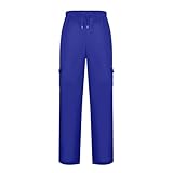 Warmer Damen-Kapuzenpullover für den Winter, weicher Pullover, solider Kordelzug, elastische Taille, Tasche, Hose, Hose, Hose, leicht, blau, XL