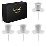 heimzeit Kerzenhalter zum Stecken für Stabkerzen und Tischkerzen aus Metall [4 Stück] Farbe: Weiß, Stilvolles Design, Kerzenstecker Adventskranz für eine Elegante Raumdekoration