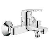 GROHE BauLoop - Einhand-Wannenbatterie (langlebige Oberfläche, Wandmontage, automatische Umstellung), chrom, 23341000