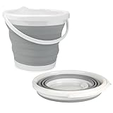 Beldray Faltbarer Eimer 10 L – Putzeimer, Pop-up-Eimer, zusammenklappbare Waschschüssel, Ideal für Camping und Festivals, Grau Weiß