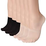 MANZI 6 Paar Zehensocken Damen Halbesocken Atmungsaktive Nylon Füßlinge Unsichtbare Söckchen mit Rutschfestes Silikonpunkte Vorfußsocken für High Heel,3 Schwarz,3 Hautfarben