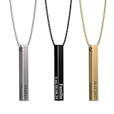 Personalisierte Halskette mit Gravur | Säulenkette | Geschenk Papa | Namen Geburtstage Familie, Kinder | Quadratischer Anhänger | Schwarz, Gold, Silber | Edelstahl Wasserfest | Made in Germany