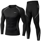 Thermounterwäsche Herren, Skiunterwäsche Winter Thermowäsche Set Funktionsunterwäsche Warm Weich Funktionswäsche atmungsaktiv Thermo Unterwäsche Thermounterhemd Thermounterhose für Männer Grau L