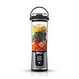 Ninja Blast Tragbarer Mixer & Smoothie Maker, 530ml Becher mit Auslaufsicherem Deckel & Trinköffnung, Leistungsstark, Kabellos & Wiederaufladbar, Zerkleinert Eis & Gefrorenes Obst, Schwarz, BC151EUBK