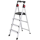 Schwere Leiter mit 5 Stufen, zusammenklappbar, mit breitem Pedal, Aluminium, tragbar, leicht, für Zuhause, 150 kg Kapazität außen
